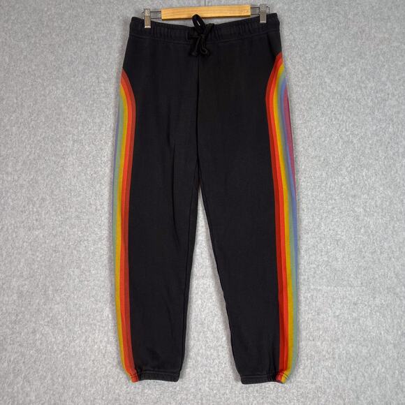 Marine Layer Washed Black Stripe Anytime Fleece Sweatpants Size Small - Picture 2 of 13